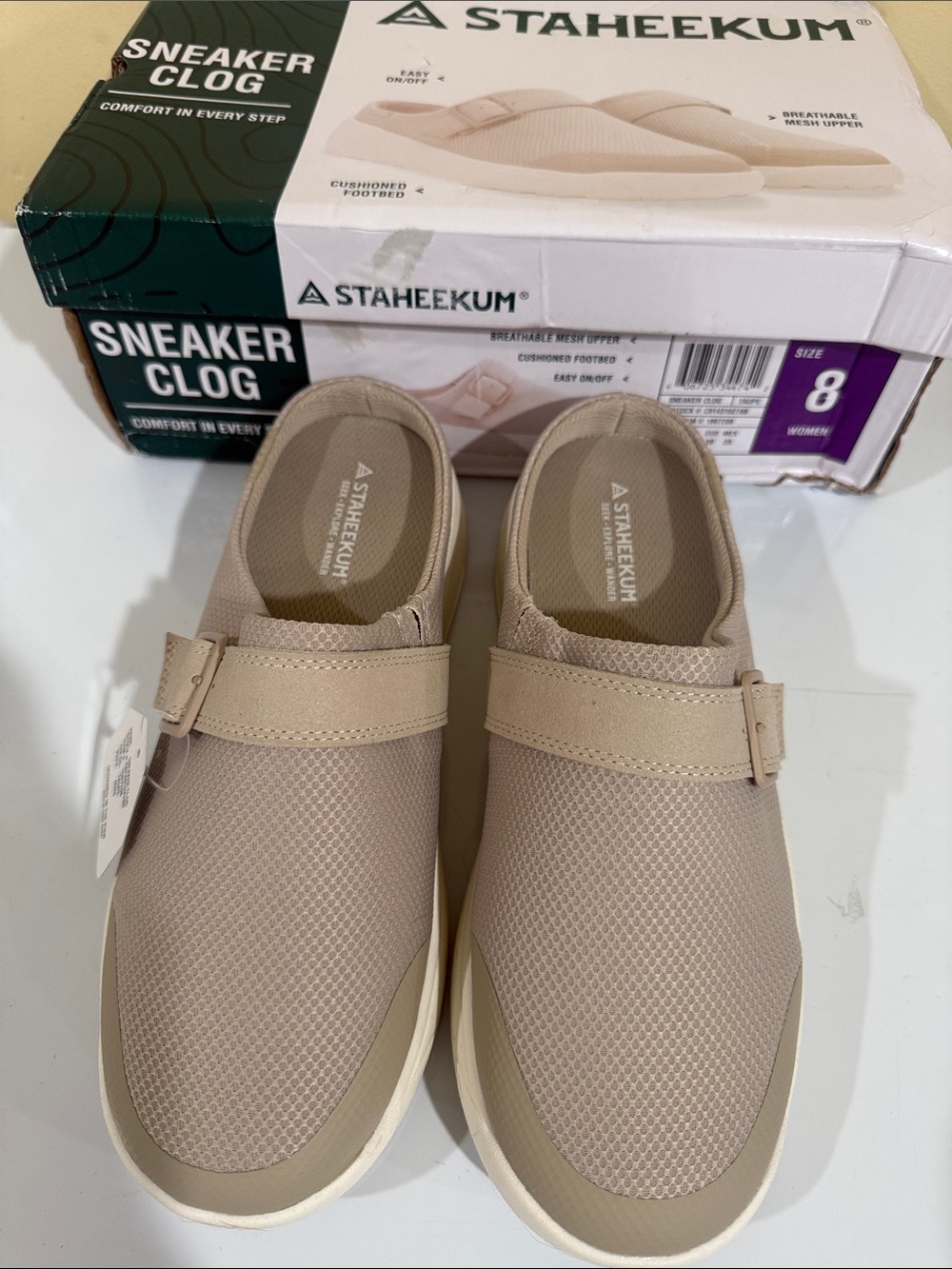 Staheekum Women's Mesh Sneaker Clog in Taupe Size 8